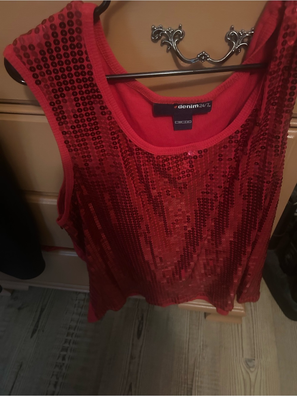 Denim 24/7 Red Sequin Knit Tank